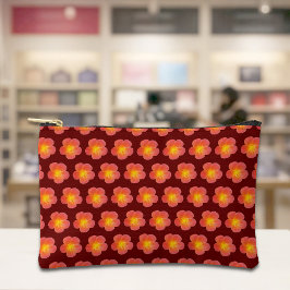 Red Moss Rose Seamless Pattern Pouch アクセサリーポーチ