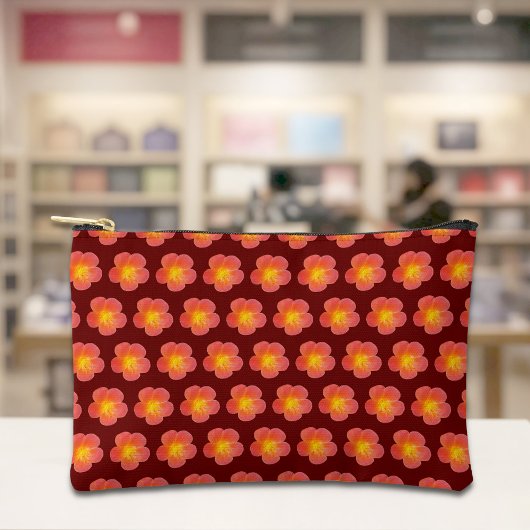 Red Moss Rose Seamless Pattern Pouch アクセサリーポーチ