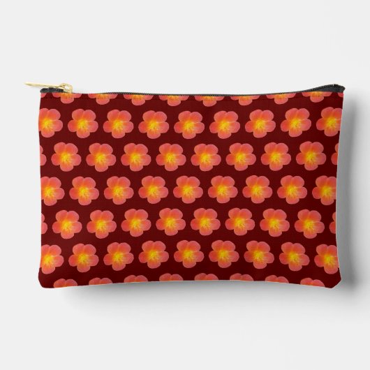 Red Moss Rose Seamless Pattern Pouch アクセサリーポーチ (正面)