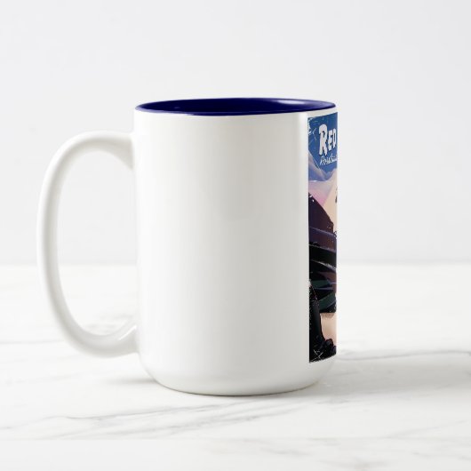 Red Mountain British Columbia,カナダのスキーポスター ツートーンマグカップ (左)