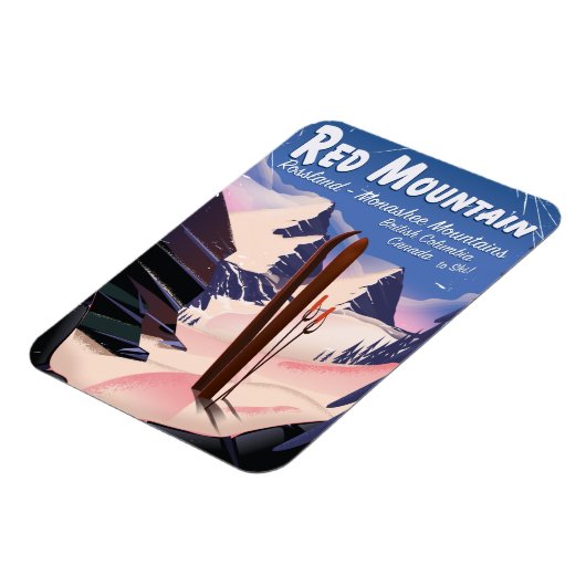 Red Mountain British Columbia，カナダのスキーポスター マグネット (左側)