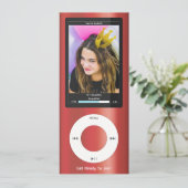 Red MP3 Music Player II Birthday 招待状 (スタンド正面)