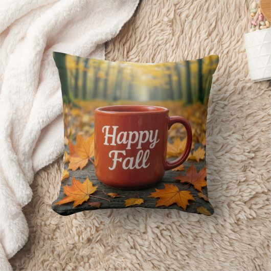 Red Mug For a Happy Fall クッション (ブランケット)