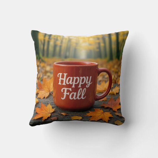 Red Mug For a Happy Fall クッション (裏面)