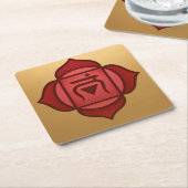 Red Muladhara Root Chakra Gold Coaster Set スクエアペーパーコースター (アングル)