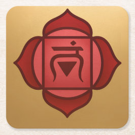 Red Muladhara Root Chakra Gold Coaster Set スクエアペーパーコースター
