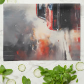 Red Muscle Car head on キッチンタオル (折り畳み)