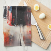 Red Muscle Car head on キッチンタオル (四つ折り)