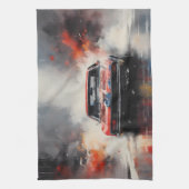 Red Muscle Car head on キッチンタオル (縦)