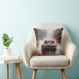 Red Muscle Car head on クッション