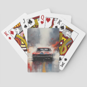 Red Muscle Car head on トランプ