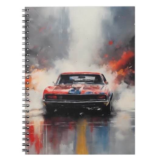 Red  Muscle Car head on ノートブック (正面)