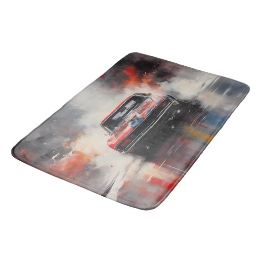 Red Muscle Car head on バスマット (アングル)