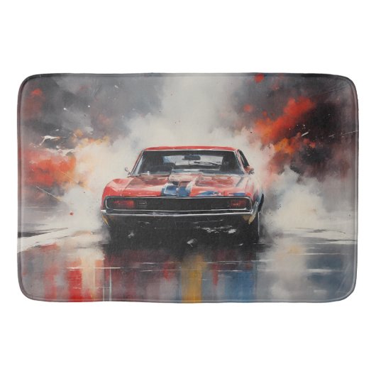 Red Muscle Car head on バスマット (正面)