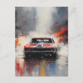 Red  Muscle Car head on ポストカード