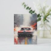 Red  Muscle Car head on ポストカード (スタンド正面)