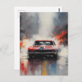 Red  Muscle Car head on ポストカード (正面/裏面)