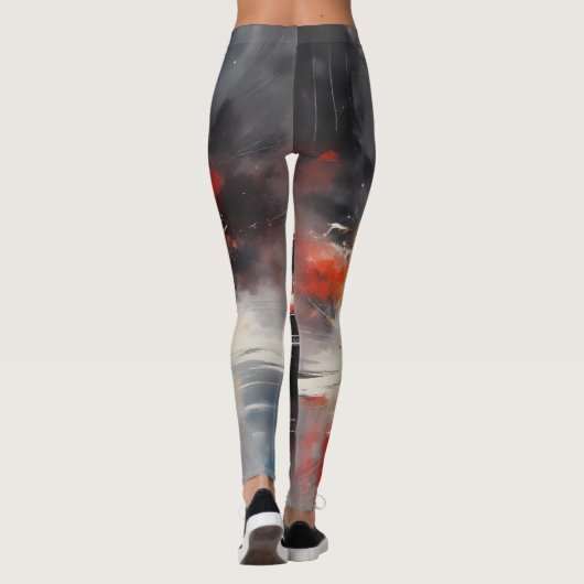 Red Muscle Car head on レギンス (裏面)