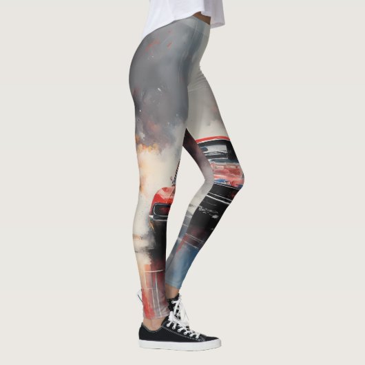 Red Muscle Car head on レギンス (右)