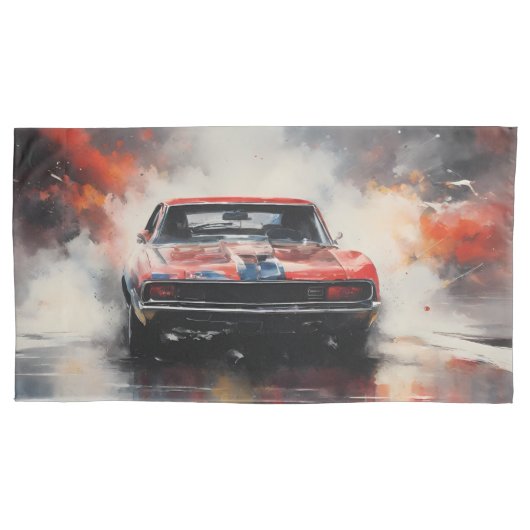 Red Muscle Car head on 枕カバー (正面左)