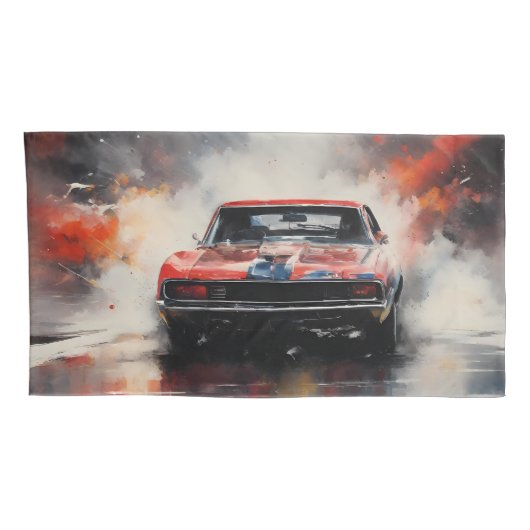 Red Muscle Car head on 枕カバー (裏面-右)