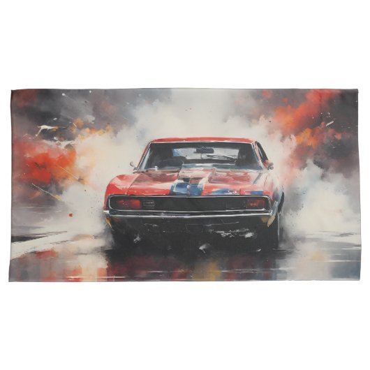 Red Muscle Car head on 枕カバー (正面右)