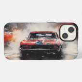 Red Muscle Car head on iPhoneケース (裏面横)