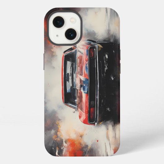Red Muscle Car head on iPhoneケース (裏面)