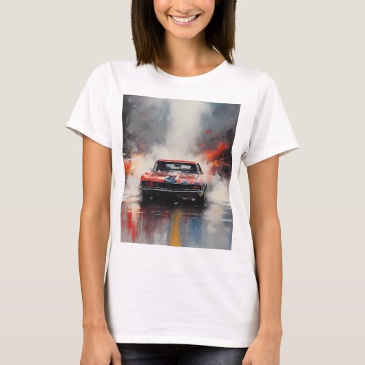 Red Muscle Car head on Tシャツ (正面)