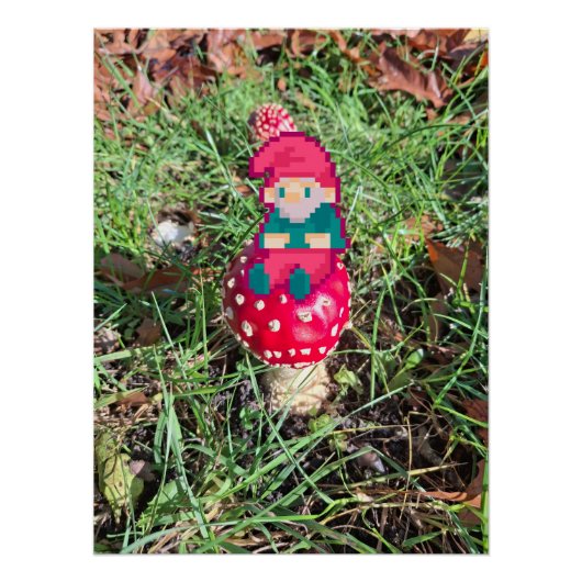 Red mushroom, gnoom pixelart, Pixel Art  ポスター (正面)