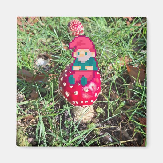 Red mushroom, gnoom pixelart, Pixel Art  マグネット (正面)