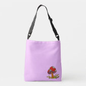Red Mushroom with light purple background Tote クロスボディバッグ (裏面)