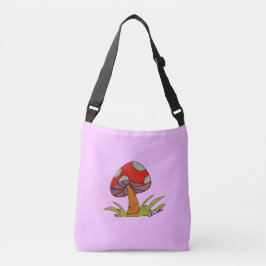 Red Mushroom with light purple background Tote クロスボディバッグ