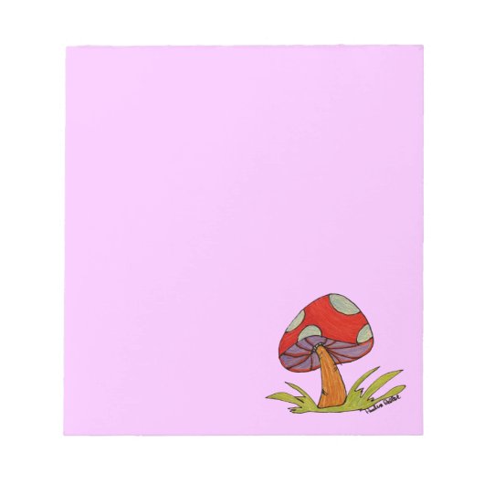 Red Mushroom with purple background ノートパッド (正面)