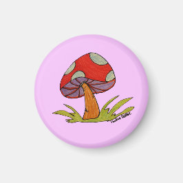 Red Mushroom with purple background マグネット