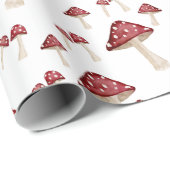 Red Mushroom Woodland Forest Watercolor ラッピングペーパー (ロールコーナー)