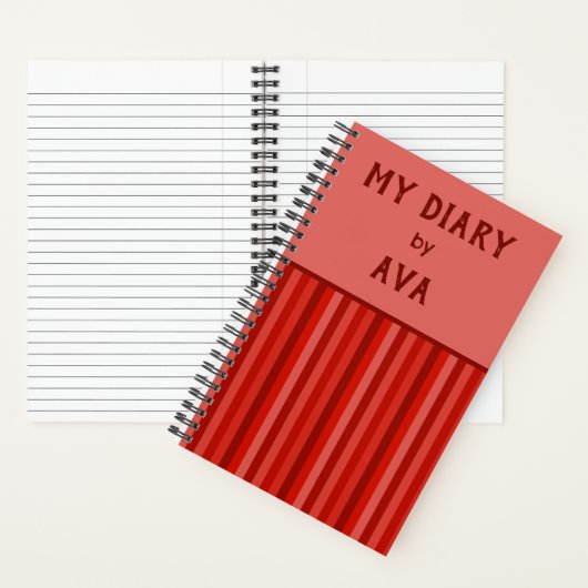 Red My Diary by Me ストライプの Journal ノートブック (内側)
