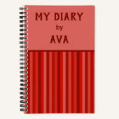 Red My Diary by Me ストライプの Journal ノートブック (正面)