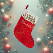 Red Name Marching Quirky Christmas Reindeer  スモールクリスマスストッキング