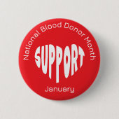 Red National Blood Donor Month Button 缶バッジ (正面)