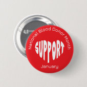 Red National Blood Donor Month Button 缶バッジ (正面&裏面)