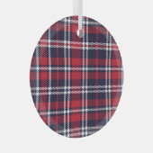 Red Navy非対称プレイドテクスチャ ガラスオーナメント (正面右)