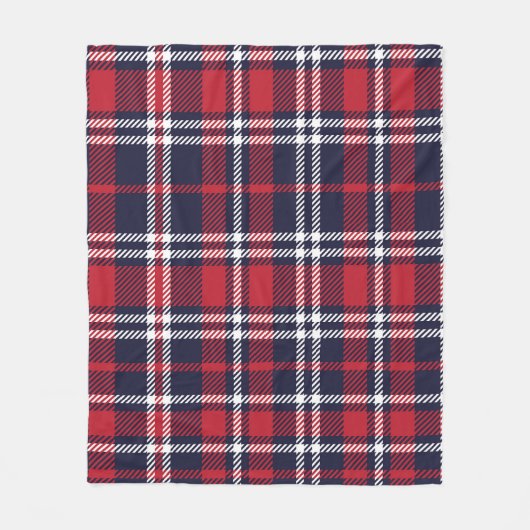 Red Navy非対称プレイドテクスチャ フリースブランケット (正面)