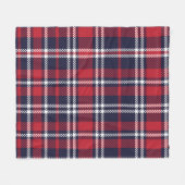 Red Navy非対称プレイドテクスチャ フリースブランケット (正面(横))