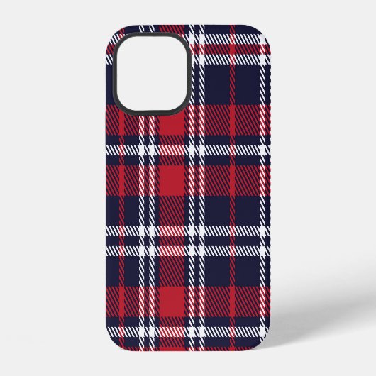 Red Navy非対称プレイドテクスチャ iPhoneケース (裏面)