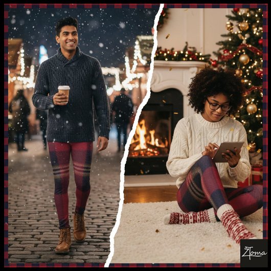 Red Navy Buffalo Plaid Flannel Tartan レギンス