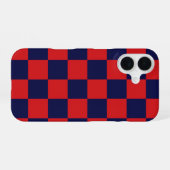 Red & Navy Checkerboard Phone Case iPhone 16ケース (裏面横)