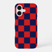 Red & Navy Checkerboard Phone Case iPhone 16ケース (裏面)
