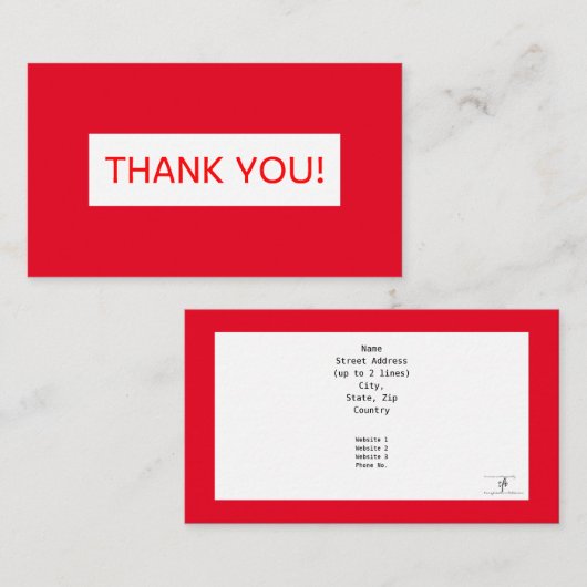 Red Neo-Generic I Thank You 名刺 (正面/裏面)