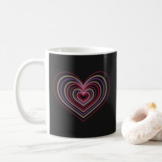 Red Neon Heart Coffee Mug コーヒーマグカップ (ドーナツ)